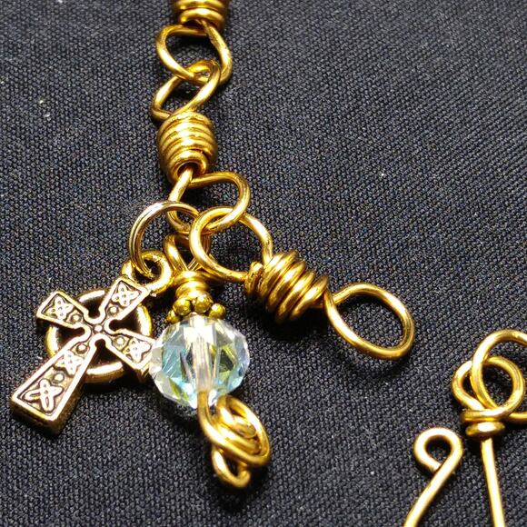 Handmade Wire Wrapped Bracelet, Celtic Cross Charm - Picture 7 of 10